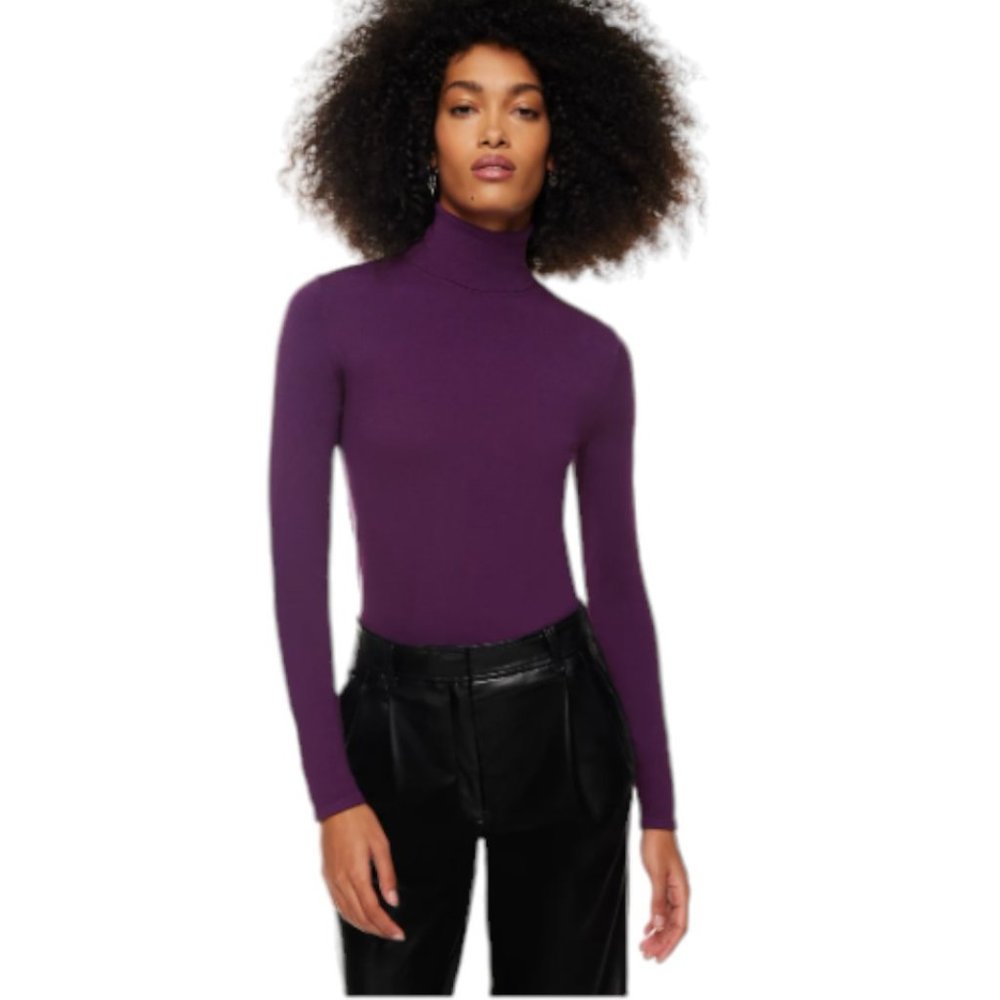 Aritzia Babaton Leonara Turtleneck Top in Dewberry Purple ( NWT)